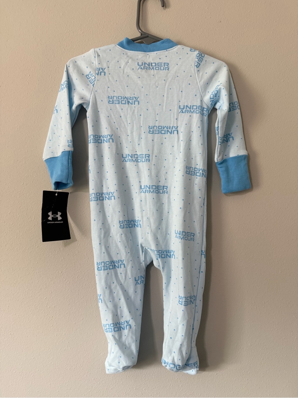Under Armour Blue Logo Footie Pajamas 3-6M Zip Up Sleeper NWT - Picture 4 of 4